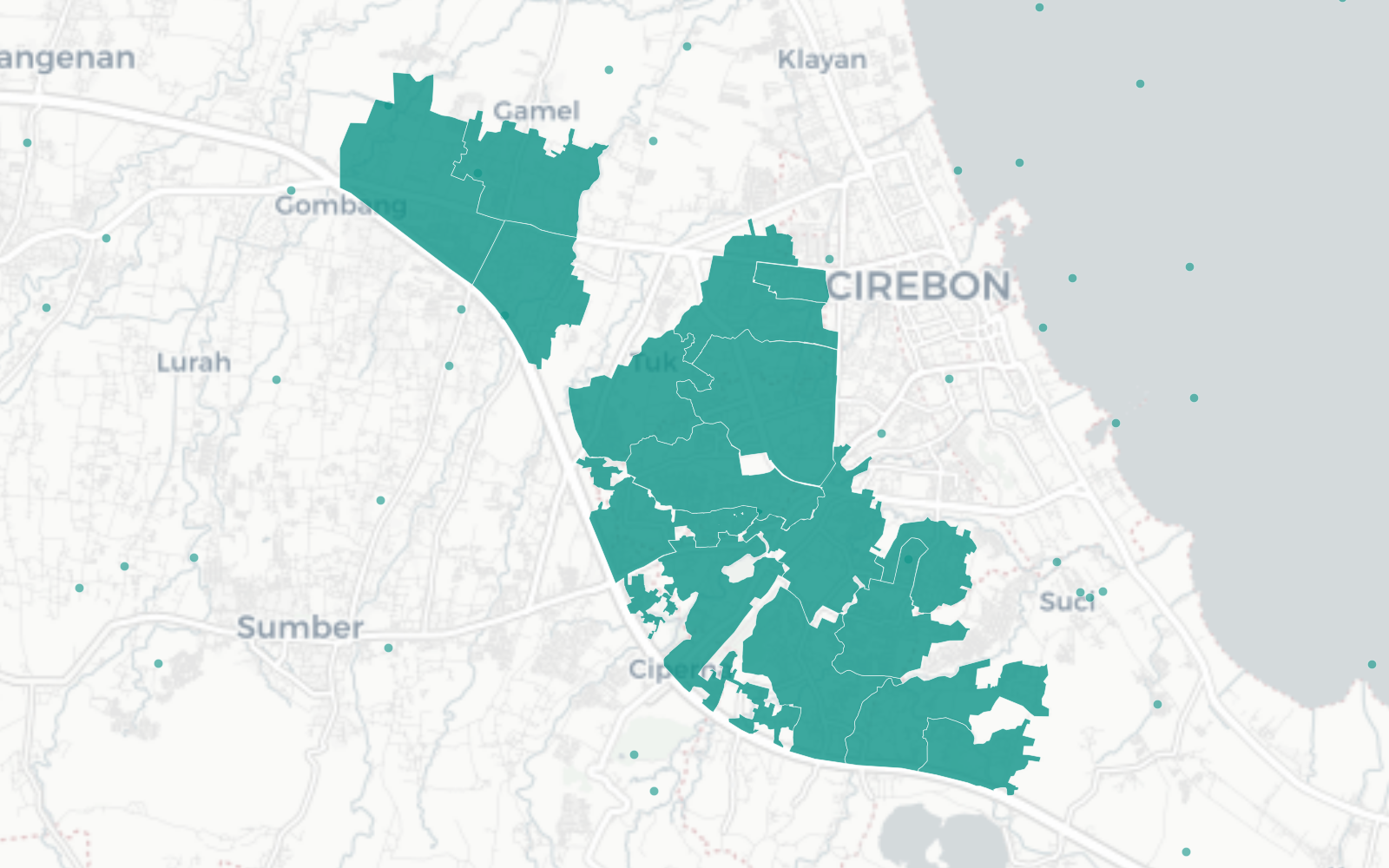 Wireless access site deployment map with co-location and LOS analysis across 18 city groups