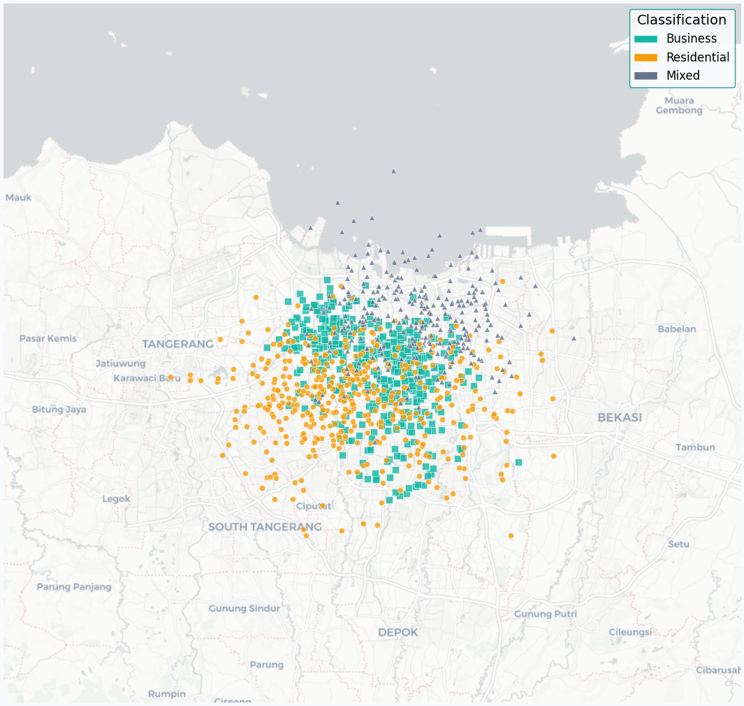 ML-powered building classification distinguishing business from residential buildings
